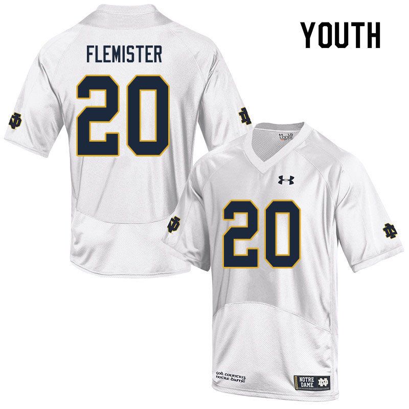 Youth NCAA Notre Dame Fighting Irish #20 C'Bo Flemister Stitched College Under Armour Authentic White Football Jersey HQ10S62VV